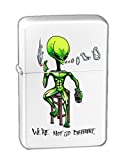 Hat Shark We're Not So Different Alien on Bar Stool Smoking & Drinking Vector KGM Thunderbird Vintage Lighter - White Matte Finish