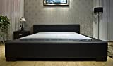 GREATIME Classic Symmetrical Bed, King Size Bed Frame, Color Black Upholstered Platform Bed, Strong Wood Slats Support, Easy Assembly, Contemporary Style, Modern Design Bedframe with Headboard