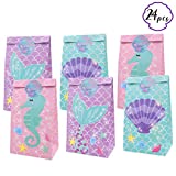 Little Mermaid Party Favor Bags Mermaid Candy Bags Under the Sea Party Supplies Goodie Bags, Set of 24