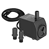 Knifel Submersible Pump 300GPH Ultra Quiet with Dry Burning Protection 6ft High Lift for Fountains, Hydroponics, Ponds, Aquariums & More