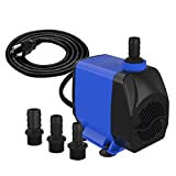 Knifel Submersible Pump 1056GPH Ultra Quiet with Dry Burning Protection 9.8ft Power Cord for Fountains, Hydroponics, Ponds, Aquariums & More