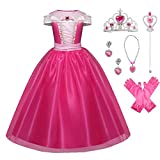 Little Girls Princess Costume Halloween Party Birthday Dress Up Cosplay (Color1, 5-6 Years)