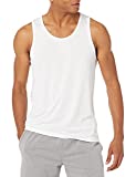 Amazon Essentials Men's Tech Stretch Tank T-Shirt, White, Large