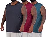 3 Pack: Men's Big and Tall Active Quick Dry Fit Tank Top Wicking Active Athletic Gym Top Plus Size Clothes Lounge Sleep Running Essentials Sleeveless Workout Tee Muscle Workout Running- Set 1, 3XLT