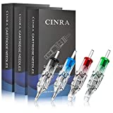 Tattoo Cartridge Needles, CINRA 60Pcs Mix Size Tattoo Cartridge Needles 3RL 5RL 7RL 9RL 5RS 7RS 9RS 5M1 7M1 9M1 7RM 9RM Round Liner Shader Magnum Cartridge Needles for Tattoo Machine