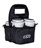 Drink Caddy Portable Drink Carrier and Reusable Coffee Cup Holder - 4 Cup Collapsible Tote Bag with Organizer Pockets Safely Secures Hot and Cold Beverages - Perfect for Food Delivery and Take Out