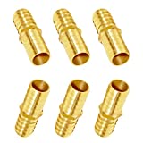 JoyTube Brass Hose Barb Fitting Metals Splicer Mender, 1/2" Barb Hose Union Fuel Gas Water Air (Pack of 6)