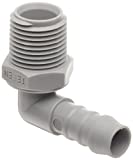 Tefen - 12256908083 Nylon 66 Hose Fitting, 90 Degree Elbow Adapter, Gray, 1/2" Hose ID x 1/2" NPT Male (Pack of 10)