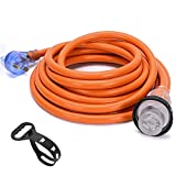 25' RV 30 Amp Extension Cord with LED Indicator, Heavy Duty STW Wire 30M/30F Locking Adapter, NEMA TT-30P to L5-30R,ETL Listed