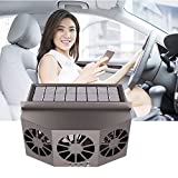 Black Solar Power Car Exhaust Fan with Three Air Outlet ABS Car Radiator Cooling Fan for Car Cooling Solar Auto Ventilation Fan,1 Pack