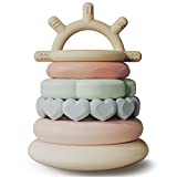 Moonkie Stacks of Circles Soft Teething Toy Educational Learning Stacking Ring Toys for Babies, 7 Piece Set