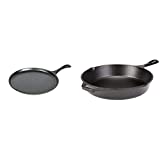 Lodge Cast Iron Griddle, Round, 10.5 Inch & Lodge L8SK3 10-1/4-Inch Pre-Seasoned Skillet