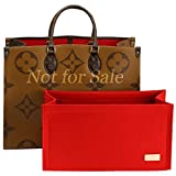 KESOIL Purse Organizer Insert for On The Go MM 35 Handbags Tote Bag Felt Insert with Zipper Bag (Red, MM, L)