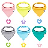 Baby Bandana Drool Bibs Unisex for Teething and Drooling - 6 Pack Super Absorbent Cotton Bibs,Teething Toys Set Toddler Baby Gift for Boys & Girls