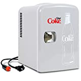Coca-Cola Diet Coke 4L Portable Cooler/Warmer, Compact Personal Travel Fridge for Snacks Lunch Drinks Cosmetics, Includes 12V and AC Cords, Cute Desk Accessory for Home Office Dorm Travel, Grey