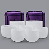 432HZ 7-12 Inch Set Of 7 Pcs Frosted Quartz Crystal Singing Bowls With 2 Pcs Carrying Case bag Sound Healing