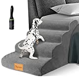 Topmart High Density Foam Dog Steps 4 Tiers,Extra Wide Deep Pet Steps,Non-Slip Pet Stairs,Dog Ramp for Bed,Soft Foam Dog Ladder,Best for Older Dogs Injured,Older Pets,Cats with Joint Pain