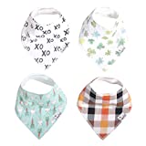 Baby Bandana Drool Bibs for Drooling and Teething 4 Pack Gift Set Holiday by Copper Pearl