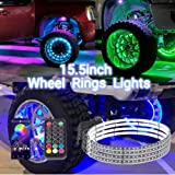 NCTCYO 4pcs 15.5" Wheel Lights for Truck/Car/ATV/UTV Dream Color Chasing Dancing Flow Brightest Led Rim Wheel Ring Lights W/Turn Signal and Braking Function Controlled by Remote and App