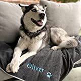 GoTags Personalized Dog Blanket with Name, Water Resistant Blankets for Couch, Car, Bed, and Outdoors, Custom Embroidered Sherpa Fleece Blanket Soft and Comfortable for Your Puppy or Dog (Small)