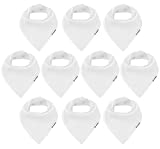 Dollar Baby Bandana Drool Bibs 10 Pack Solid White Baby Bibs for Boys, Girls, Unisex for Teething and Drooling, 0-36 MONTHS