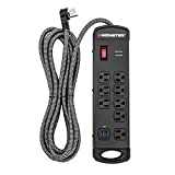 Monster Pro MI Professional Surge Protector Power Strip with Fireproof MOV Technology for Computers, Amplifiers, Pedal Boards, and Pro Audio Gear - 1960 Joule, 15 ft Cord, 8 Outlet, 2 USB