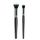 Makeup Brushes Dpolla New Expert Pro Foundation Makeup Brush 2PCS Duo Fiber Stippling Brush Perfect for Foundation,Powder ,Highlight,Cream ,Blush,Mineral Makeup (Black)