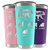 Gifts for Mom, Personalized Mama Bear Tumbler, 20 or 30 oz. - 13 Colors - Names up to 5 Cubs, New Mom Gifts, Custom Mom Tumbler - Gifts for Mom from Daughter, Son