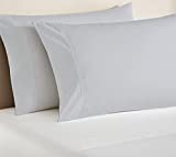 Dormir Light Grey Queen Standard Pillow Case Covers Cotton 400 Thread Count, Pack of 2 Sateen Weave Long Staple Cotton Pillowcases with Stylish 4" Hem (100% Cotton Pillow Cover - 20x30)