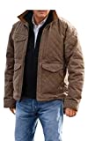 Men's Rip Quilted John Dutton Yellowstone Jacket -Kevin Costner Cowboy Brown Cotton Jacket - Stone Dutton Ranch Apparel (Medium Size)