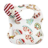 Mud Pie Unisex Christmas Cookies Bib With Candy Cane Rattle Gift Set, Red, 10 x 9 x 0.6"