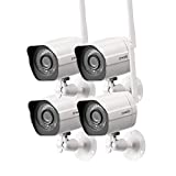 Zmodo 1080p Full HD Outdoor Wireless Security Camera System, 4 Pack Smart Home Indoor Outdoor WiFi IP Cameras with Night Vision, Compatible with Alexa