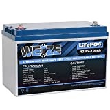 WEIZE 12V 100Ah LiFePO4 Lithium Battery, Up to 8000 Cycles, Built-in Smart BMS, Perfect for RV, Solar, Marine, Overland/Van, and Off Grid Applications