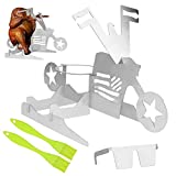 Motorcycle Beer Can Chicken Holder for Grill, Portable Beer Chicken Stand, Roast Chicken Rack for Outdoor BBQ (Five-Pointed Star)