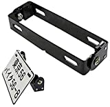 iJDMTOY 180-Degree Angle Adjustable Black Finish Aluminum License Plate Mount Bracket Flipper Compatible with Motorcycle Bike ATV Dirty Bike