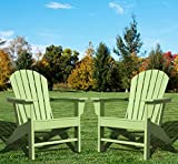 SDKOA Adirondack Chairs Set of 2 Plastic Weather Resistant, Outdoor Chairs Like Real Wood, Widely Used in Outdoor, Patio, Fire Pit, Deck, Outside, Garden, Campfire Chairs- Apple Green