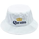 Concept One Corona Extra Bucket Hat with Embroidered Corona Logo, Packable Travel Sun Hat, White, One Size