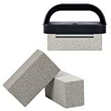MOWOT Grill Griddle Cleaning Brick Block Heavy Duty Flat Top Blackstone Cleaning Stone Non-Scratch BBQ Grill Bricks with Handle Commercial Restaurant Remove Greases Stains Residues - 3 Pack
