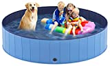 Heeyoo 63" Foldable Dog Pool for Large Dogs, Portable Hard Plastic PVC Pet Bathing Tub, Outdoor Collapsible Swimming Pool for Pets Dogs and Cats, 63 x 12 Inches