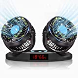 Car Fans 12V Vehicle Fan, 5inch Truck Cooling Fan with LED Display Temperature &Humidity, 12 Speeds and 360 Rotatable for Car Truck Van SUV RV Boat Auto Vehicles Golf