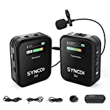 Wireless Lavalier Microphone, Synco G2(A1) 2.4G Lavalier 1 Transmitter & 1 Receiver Lapel Mic for Vlog Streaming YouTube for DSLR Camera Smartphone Tablet, Wireless-Go-2-Microphone-for-iphone