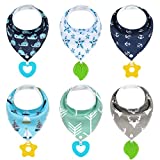 Baby Bandana Drool Bibs 6 Pack and Teething Toys Soft and Absorbent for Boys and Girls 0-36 Months - Baby Teething Bibs by Yoofoss