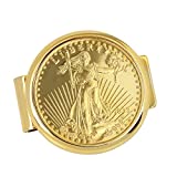 Gold Tone Coin Money Clip - Tribute To $20 1933 Saint Gaudens Double Eagle Gold Piece Goldtone Pocket Money Clip - Holder