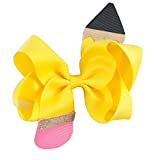NEW "Yellow Pencil" Hair Bow Grosgrain 4.5 Inch Alligator Clip Back to School Bows Boutique Grosgrain Ribbon Kindergarten 1st 2nd 3rd 4th 5th Grade