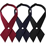 SATINIOR 3 Pieces Adjustable Cross Bowtie Girls' School Uniform Cross Neck Tie, Black, Wine Red and Dark Blue, Medium