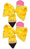 School Bow Cheer Bow Clip, Back to School Hair Bow Ponytail Holder, Pencil Girls Hair Clips ZFJ26 (2pcs Yellow Dot Clips)