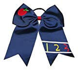 NEW "APPLE & 123" Cheer Bow Pony Tail 7 Inch Girls Cheerleading Dance Practice Football Games Uniform Back to School Grosgrain Ribbon