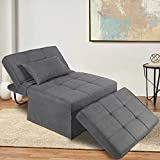 Ottoman Sofa Bed 4 in 1 Multi-Function Folding Sleeper Chair Bed Adjustable Recliner for Living Room (Dark Grey)