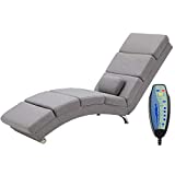 YOLENY Massage Chaise Lounge,Electric Recliner Heated Chair,Ergonomic Indoor Chair, Modern Long Lounger for Office or Living Room,Linen&Grey