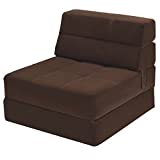 Giantex Convertible Sofa Bed, Floor Couch Sleeper, Folding Futon Guest Bed, Modern Chaise Lounge Upholstered Padded Cushion, Large Accent Chair Living Room Bedroom Brown